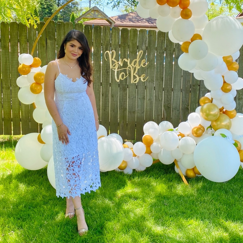 White lace embroidered dress
